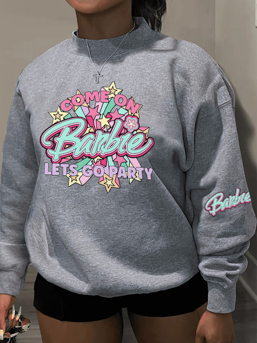 LW Dropped Shoulder Star Letter Print Sweatshirt