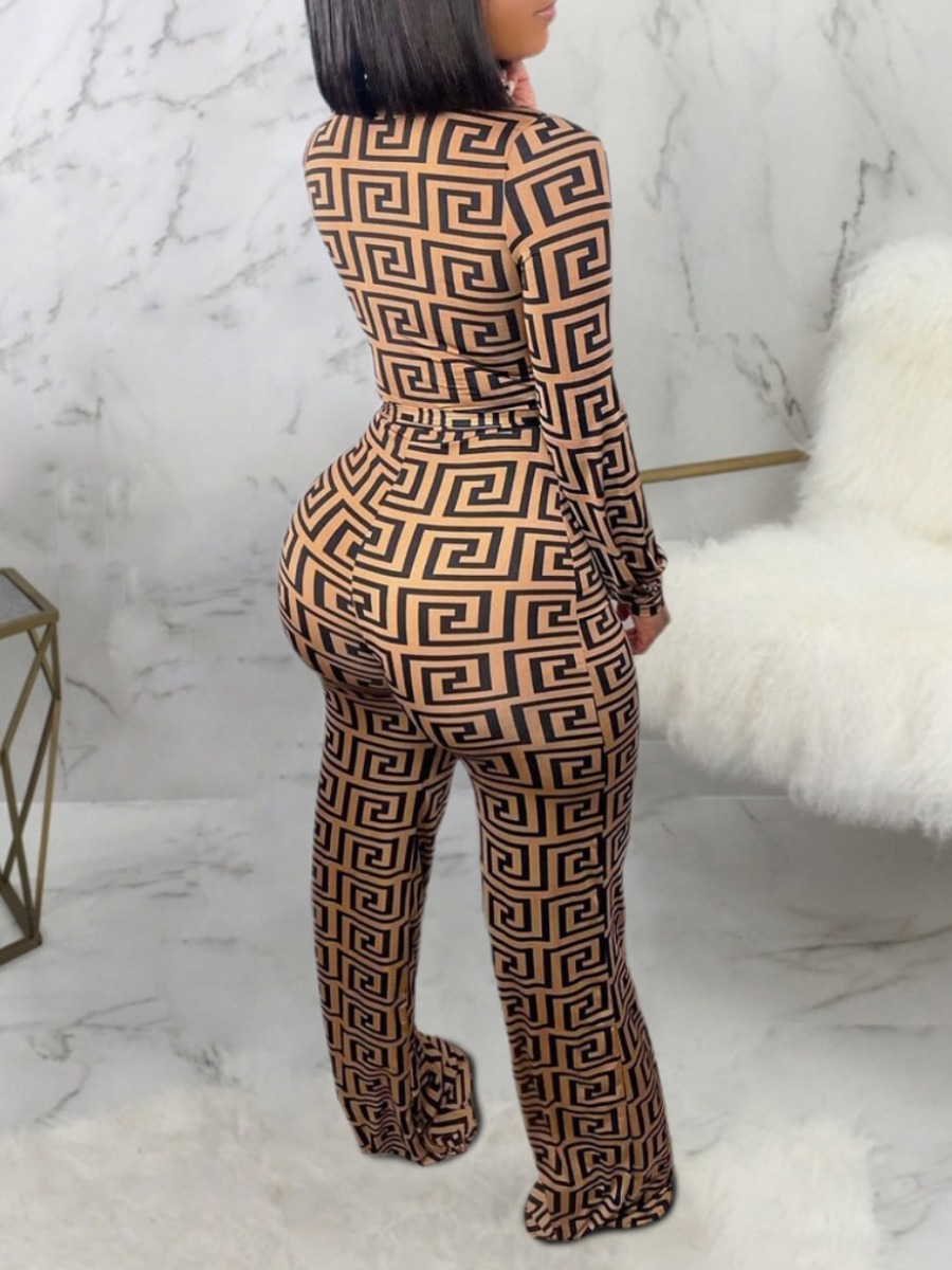 LW Plus Size Geometric Print Wide Leg Jumpsuit 1X