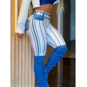 LW Plus Size Imitation Denim High Waist Striped Sk