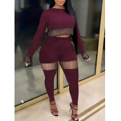 LW Plus Size Crop Top Sequined Pants Set