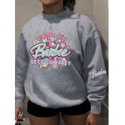 LW Dropped Shoulder Star Letter Print Sweatshirt