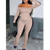 LW BASICS Off The Shoulder High Waist Flared Pants