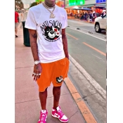 LW Men Cartoon Letter Print Shorts Set