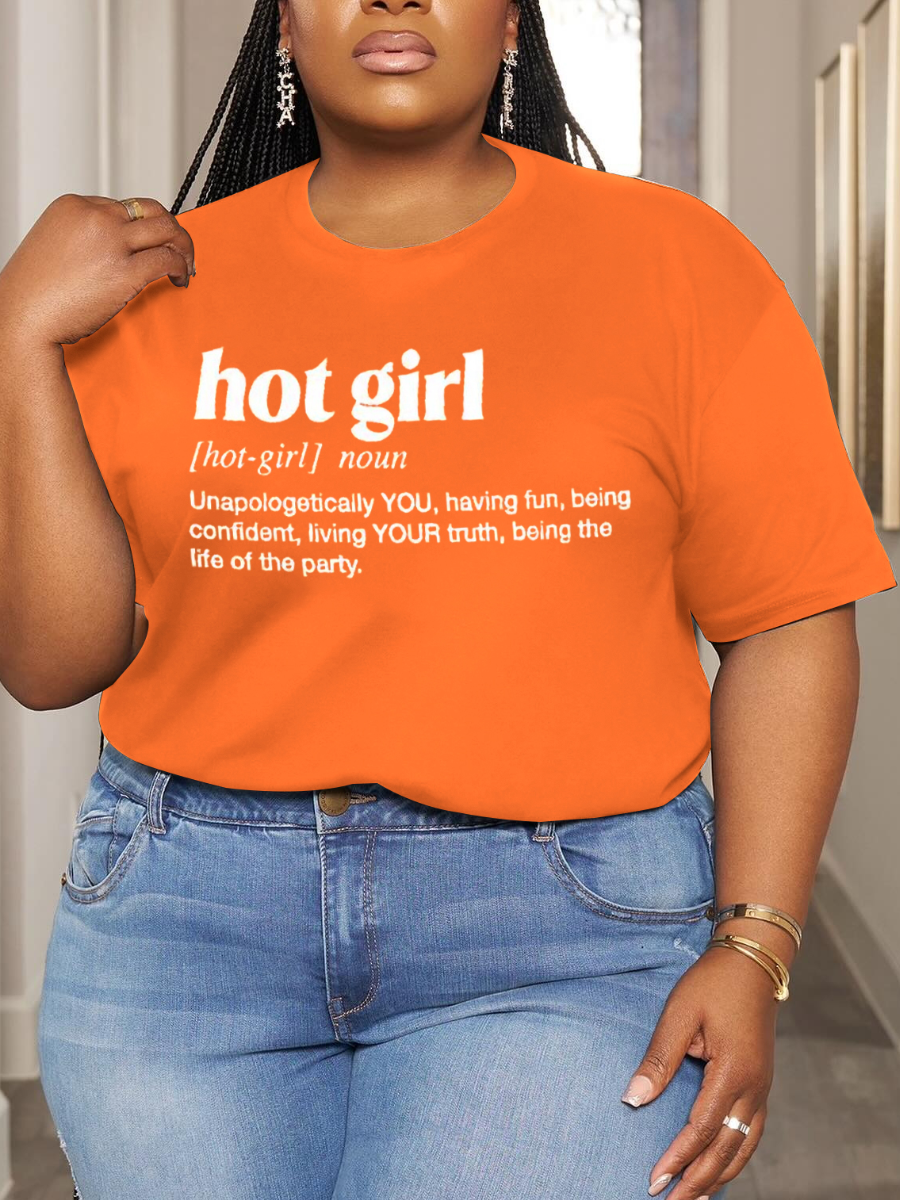 LW Plus Size Round Neck Letter Print T-shirt