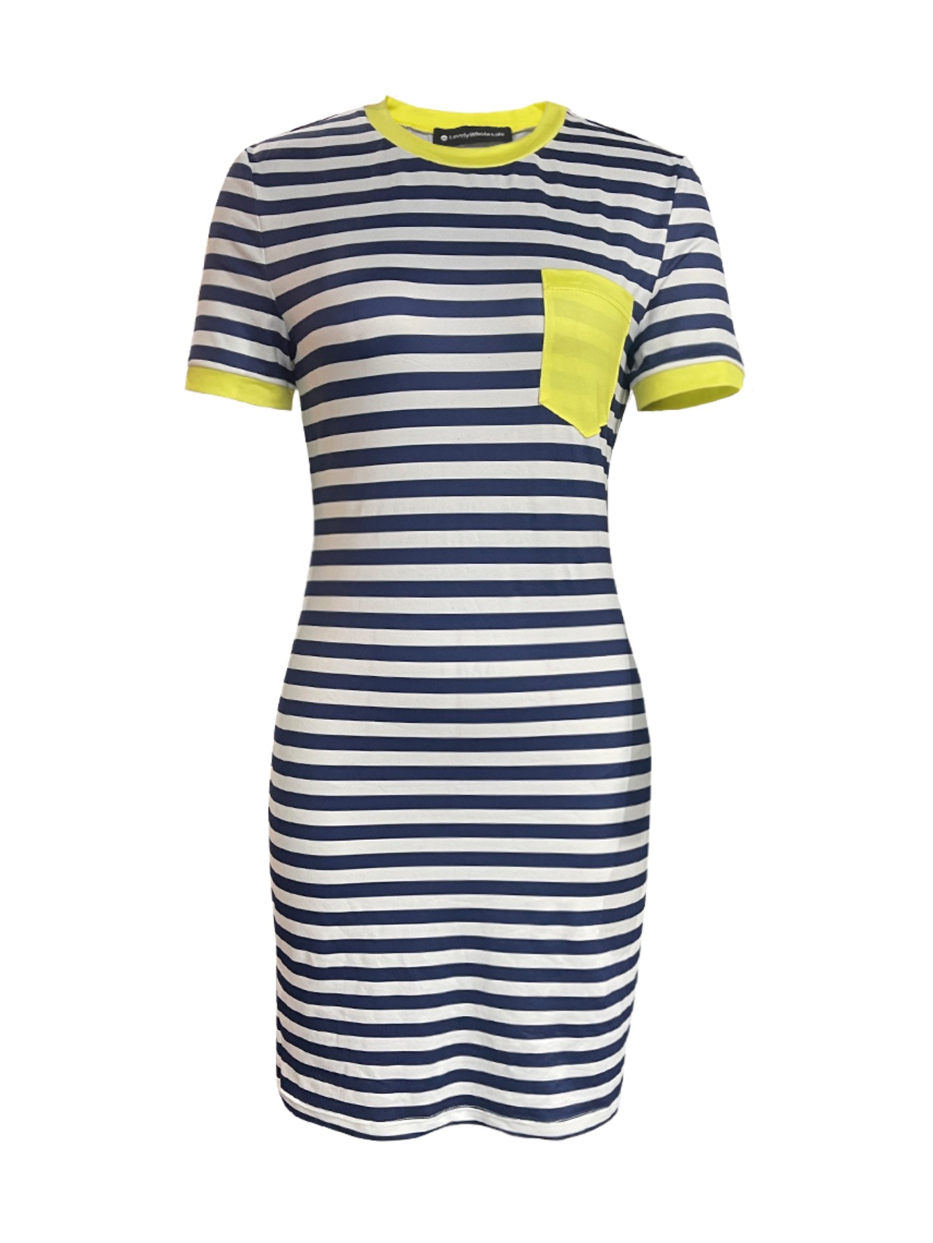 LW Round Neck Striped Bodycon Dress