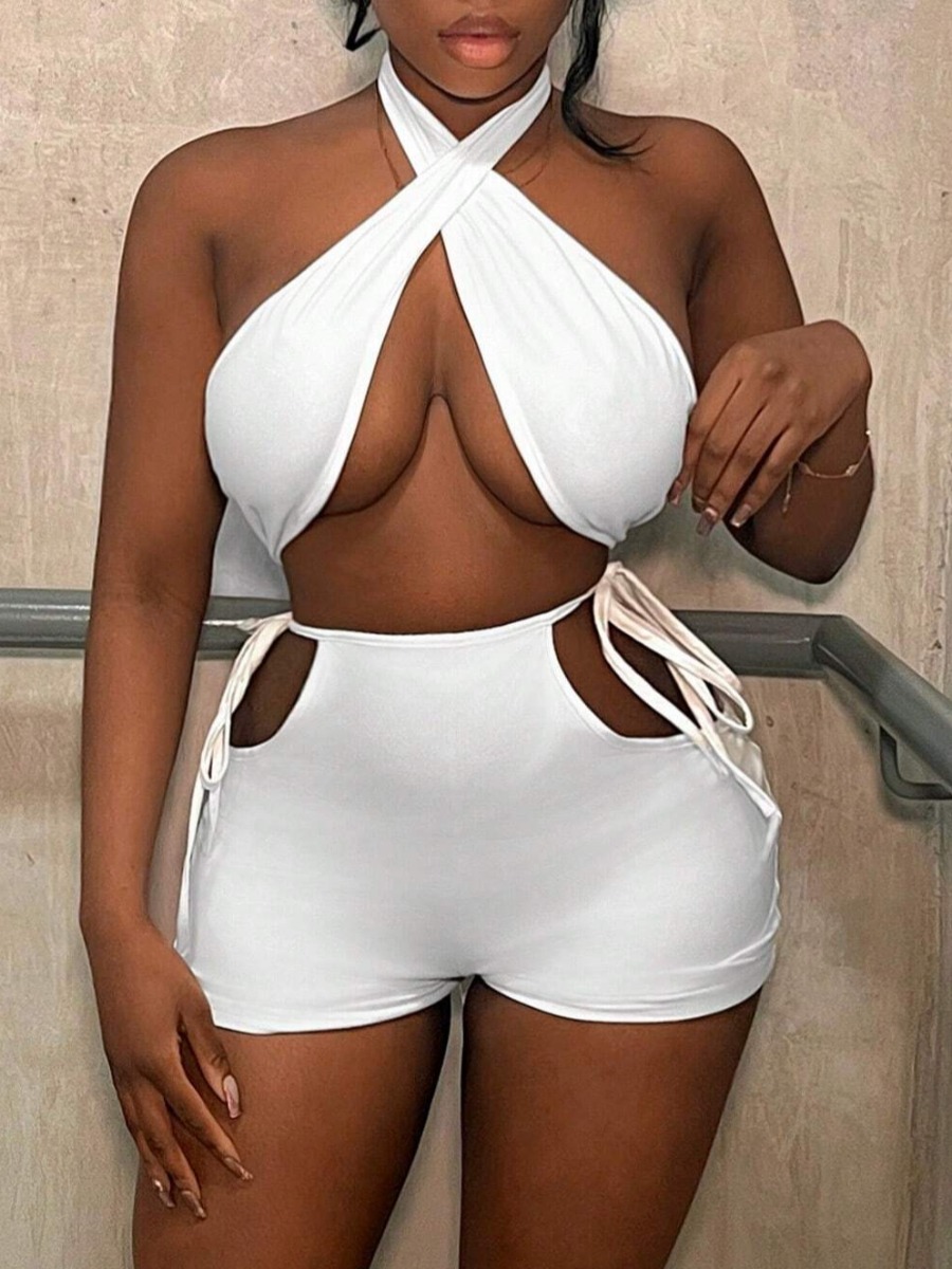 LW BASICS Bandage Cut Out Design Shorts Set