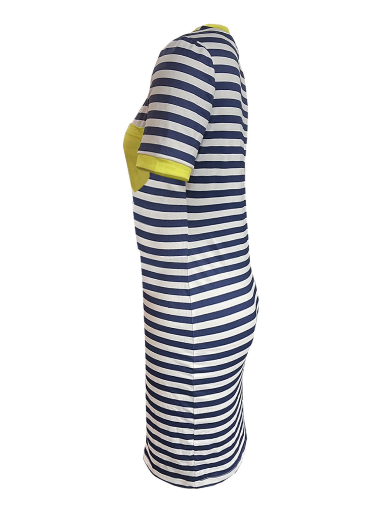 LW Round Neck Striped Bodycon Dress