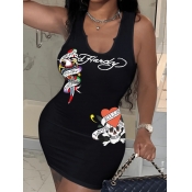 LW Plus Size Skull Head Letter Print Cami Dress