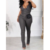 LW Plus Size Backless Pocket Design Jumpsuit