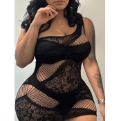 LW Plus Size One Shoulder See Through Lace Dress