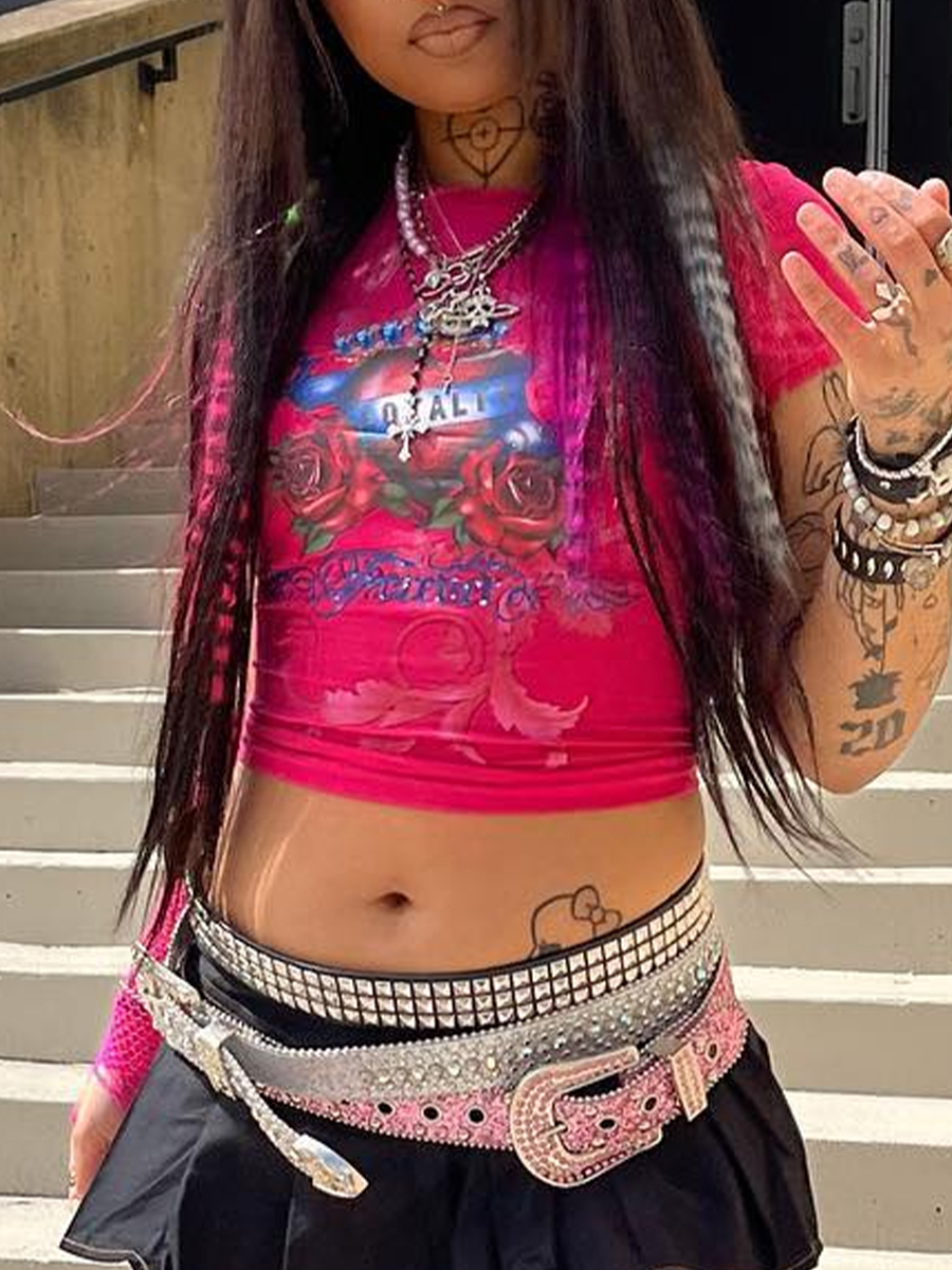 LW Crop Top Floral Print T-shirt
