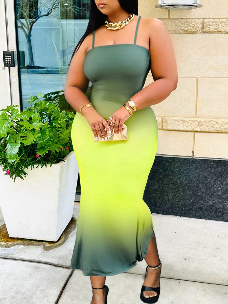 LW Plus Size Gradient Bodycon Maxi Dress