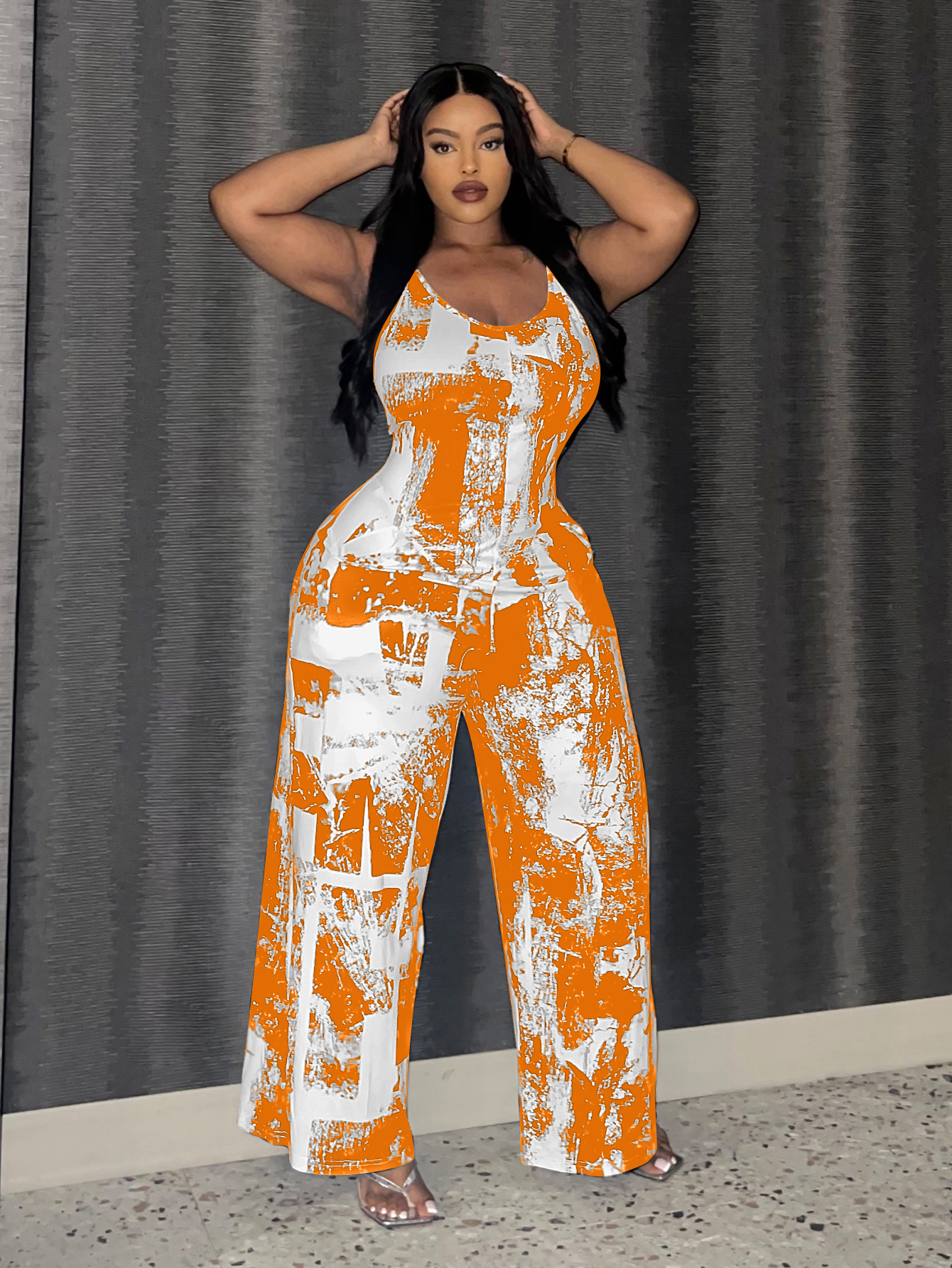 LW Plus Size Cami Print Wide Leg Jumpsuit 4X