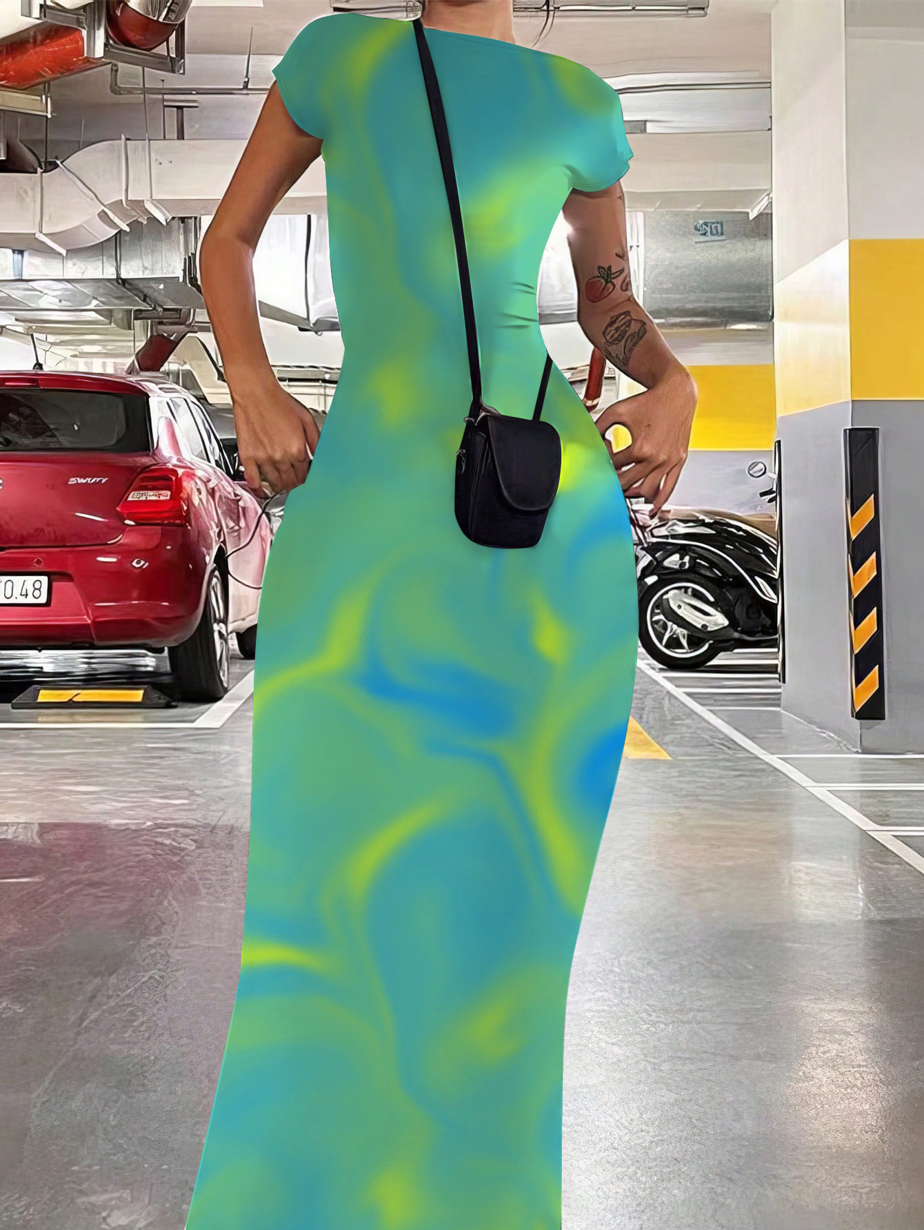 LW Tie Dye Backless Bodycon Dress