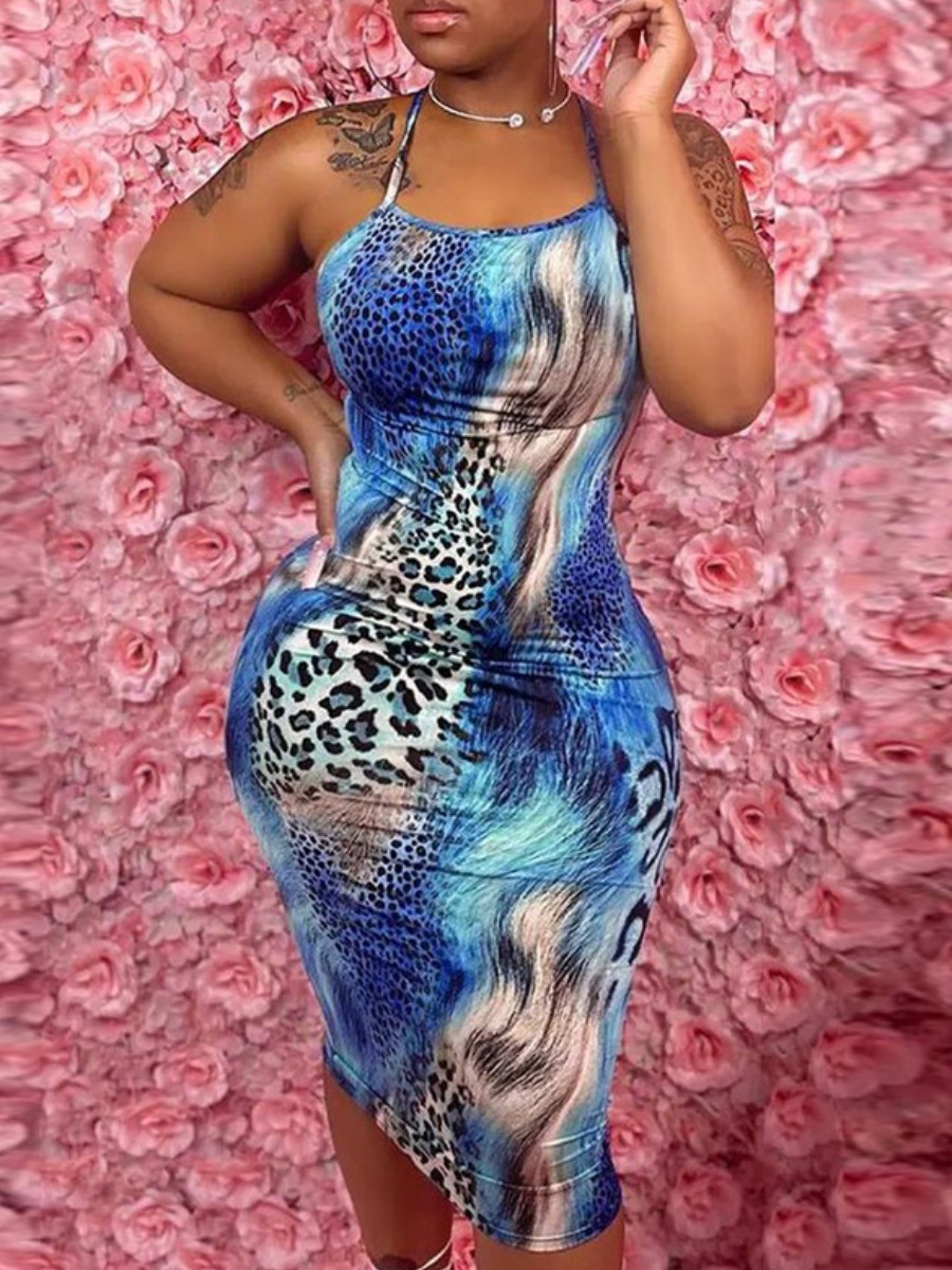 LW Plus Size Leopard Print Bodycon Cami Dress