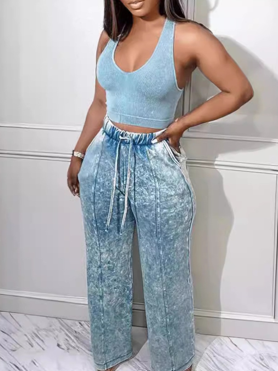 LW Cami Drawstring Wide Leg Pants Set