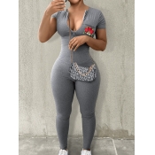 LW Plus Size Floral Letter Print Jumpsuit