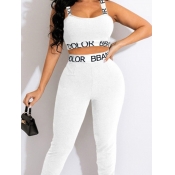 LW Plus Size Cami Letter Pattern High Waist Pants 