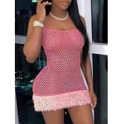 LW SXY Mesh Plush Bodycon Dress