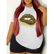 LW Plus Size Lip Letter Print Shorts Set