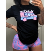 LW Cartoon Letter Print Shorts Set