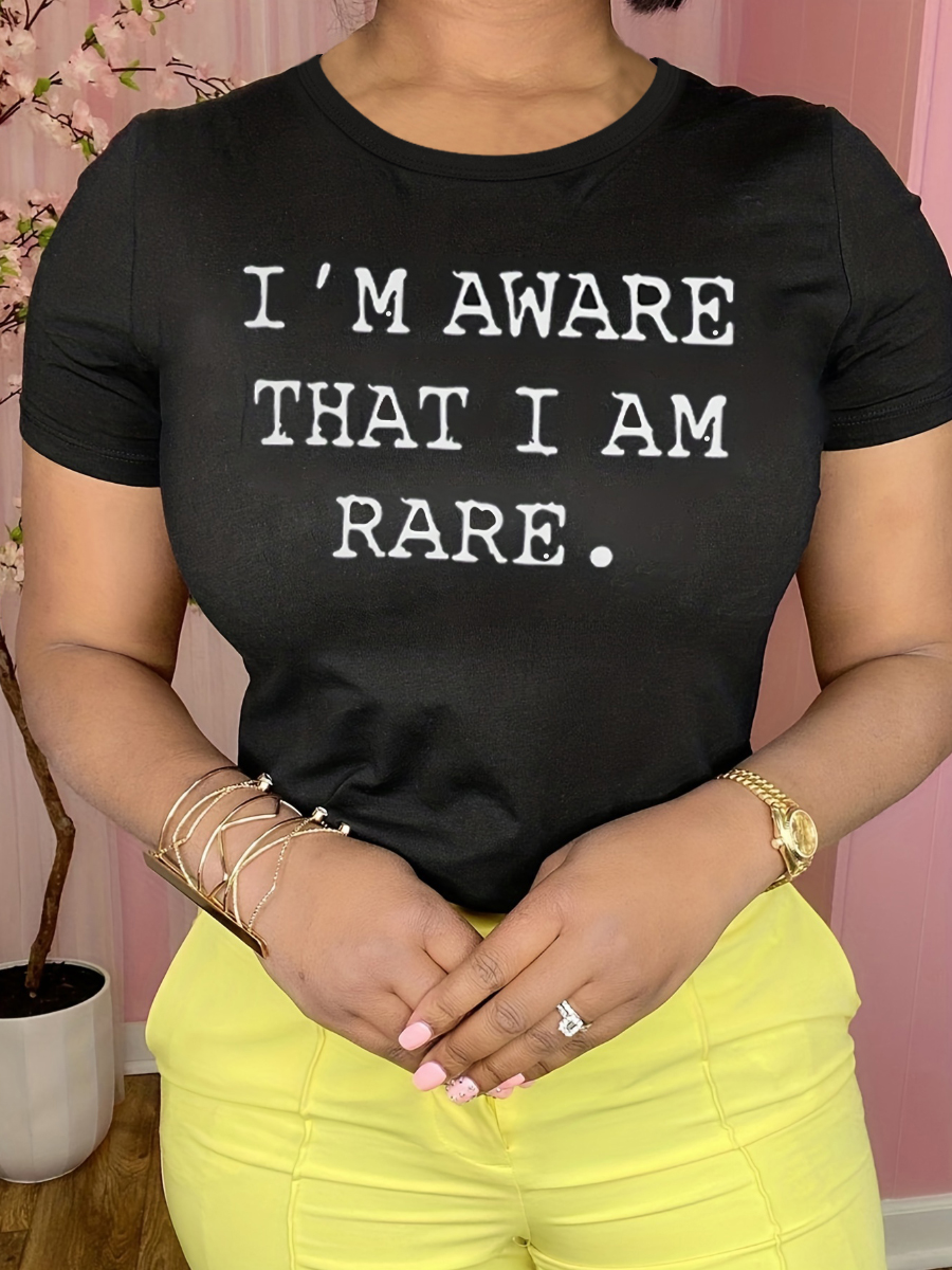 LW Round Neck Letter Print T-shirt