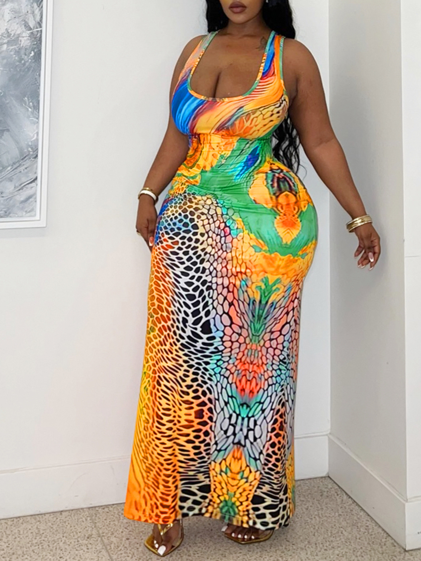 LW BASICS Plus Size Color Contrast Dress