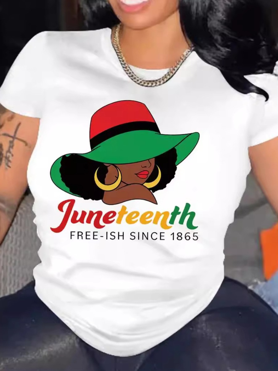 LW Juneteenth Figure Letter Print T-shirt