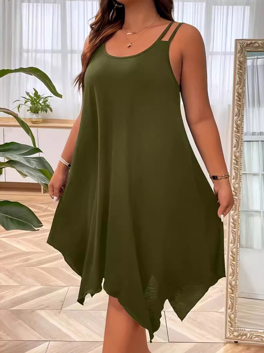 LW Plus Size Asymmetrical Plain Cami Dress 4X