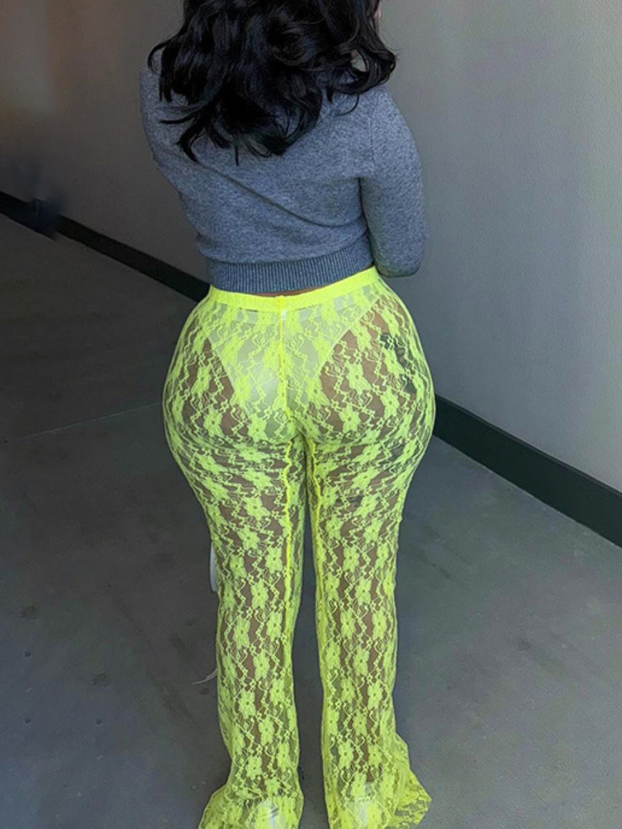 LW SXY See Through Bow Solid Color Pants