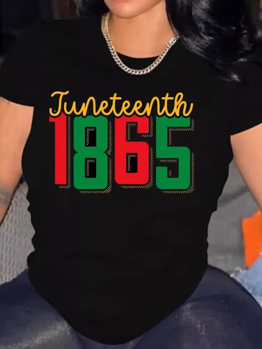 LW Juneteenth Letter Print T-shirt