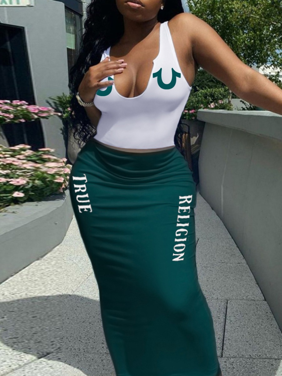 LW Plus Size Cami Letter Print Skirt Set