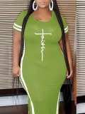 LW Plus Size Faith Letter Print Striped Dress