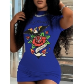 LW Floral Letter Print Bodycon Dress