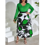 LW BASICS Plus Size Floral Long Sleeve Regular Dre