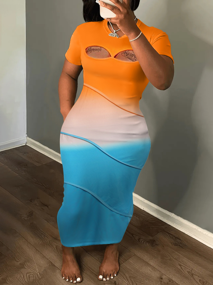 LW Gradient Cut Out Bodycon Dress