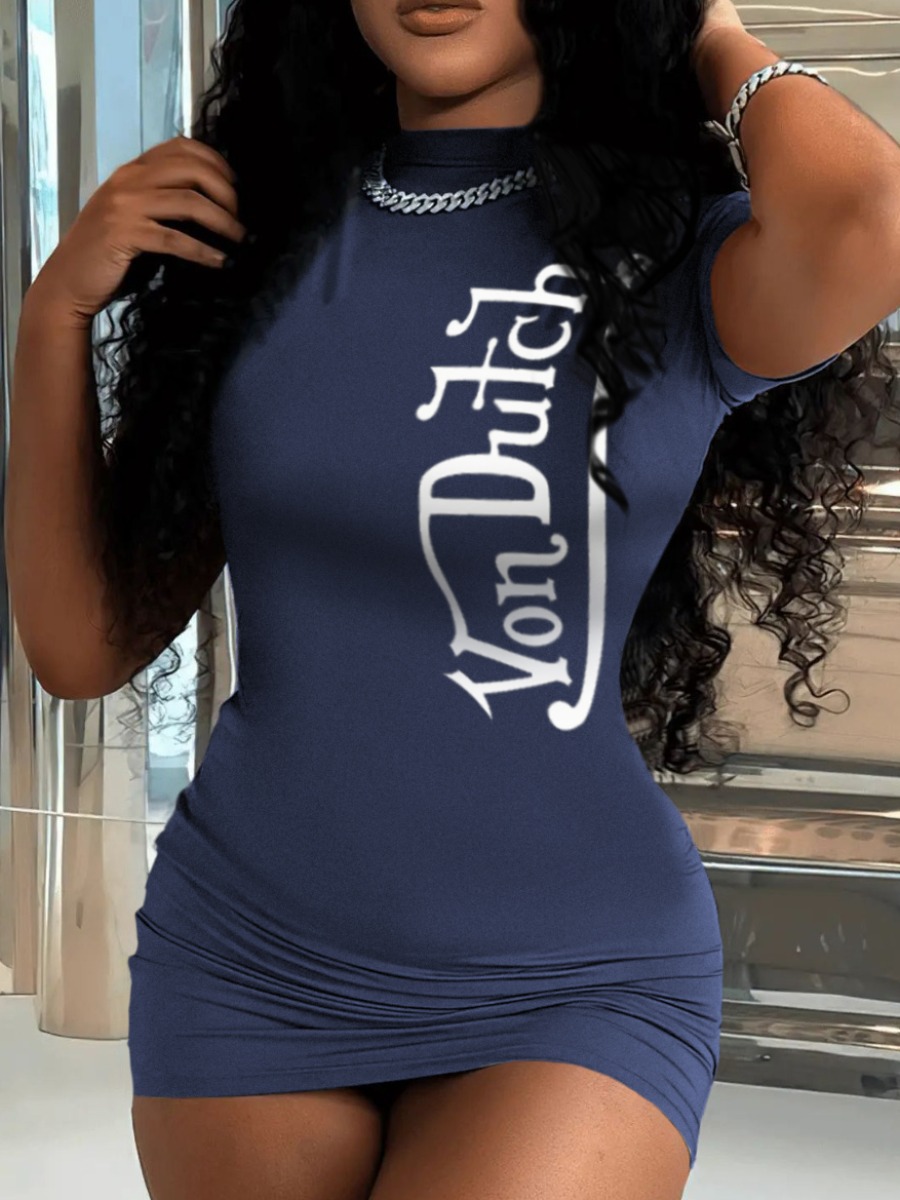 LW Pattern Letter Mini Dress