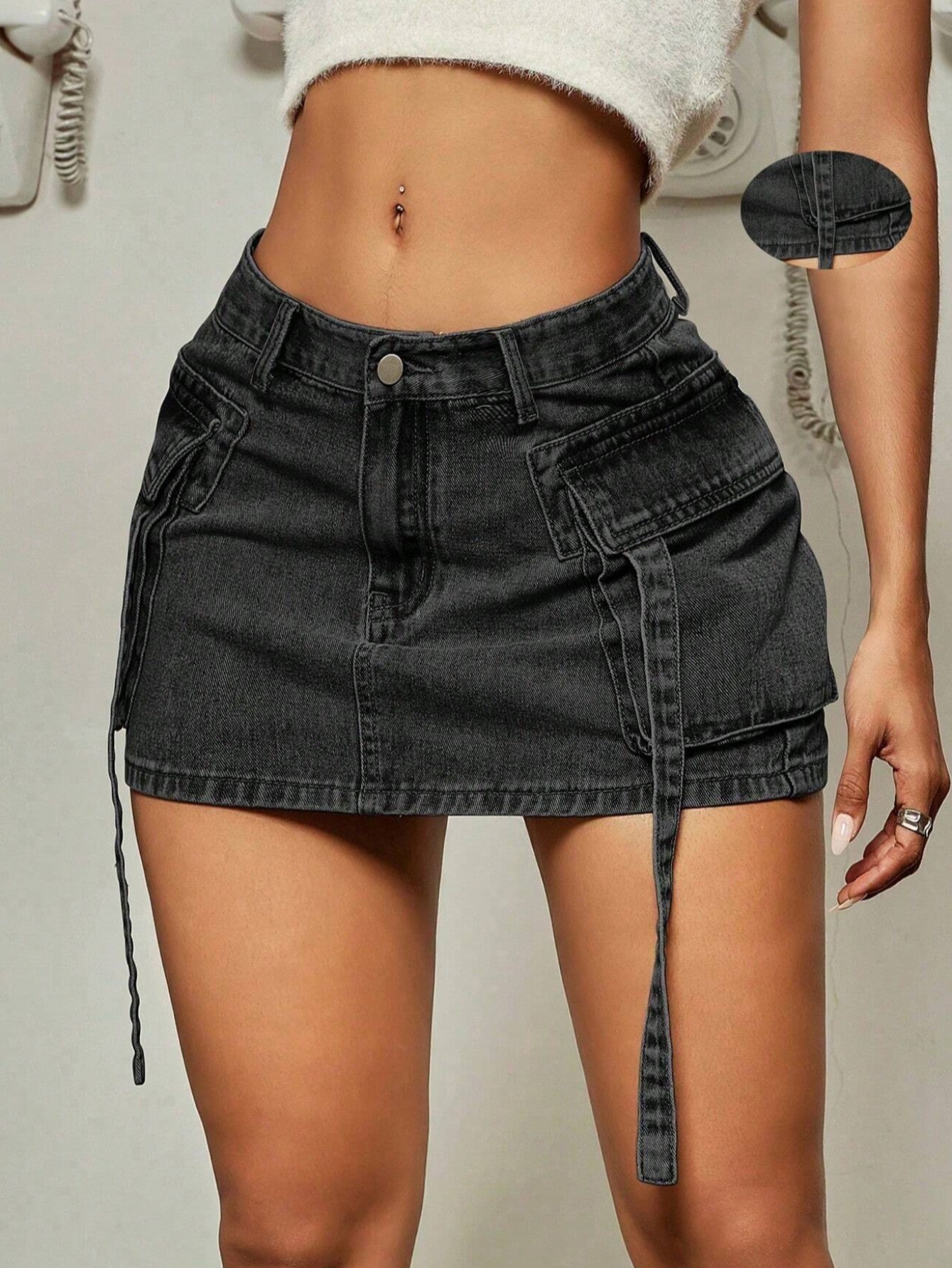 LW Pocket Tassel Design Denim Skirt