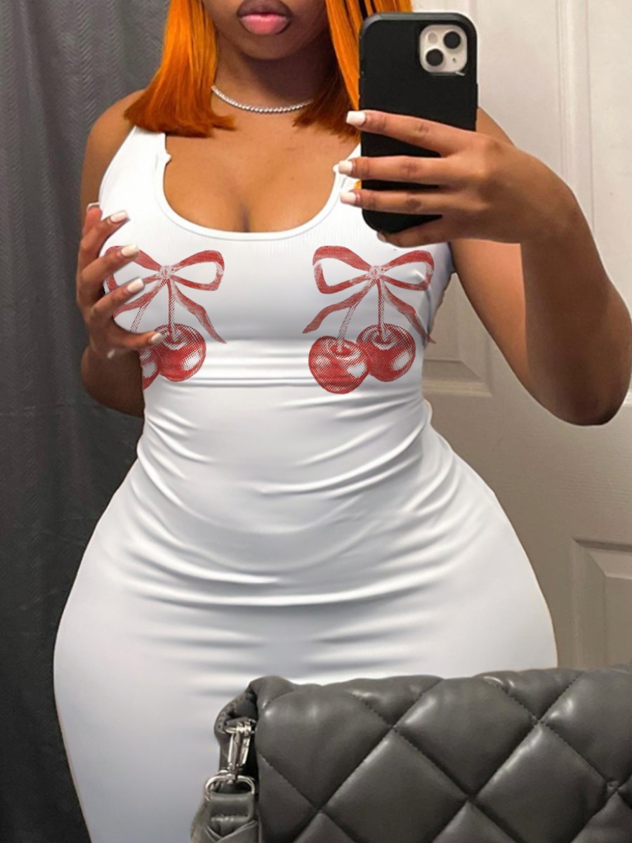 LW Fruit Print Bodycon Cami Dress