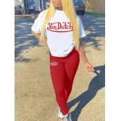LW Round Neck Letter Print Pants Set