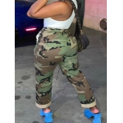 LW Plus Size Camo Print Ripped Drawstring Pants