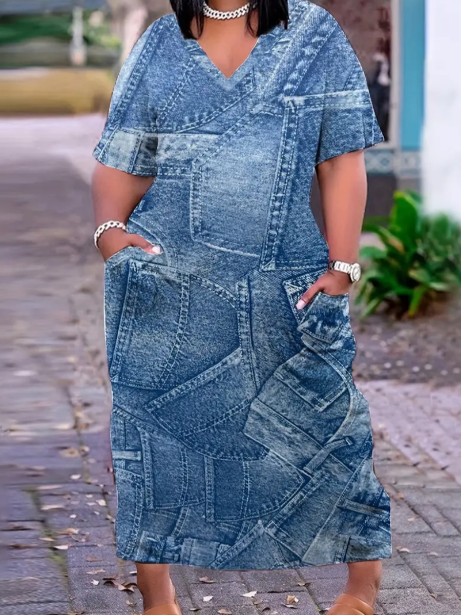 LW Plus Size Pattern Mixed Print Dress