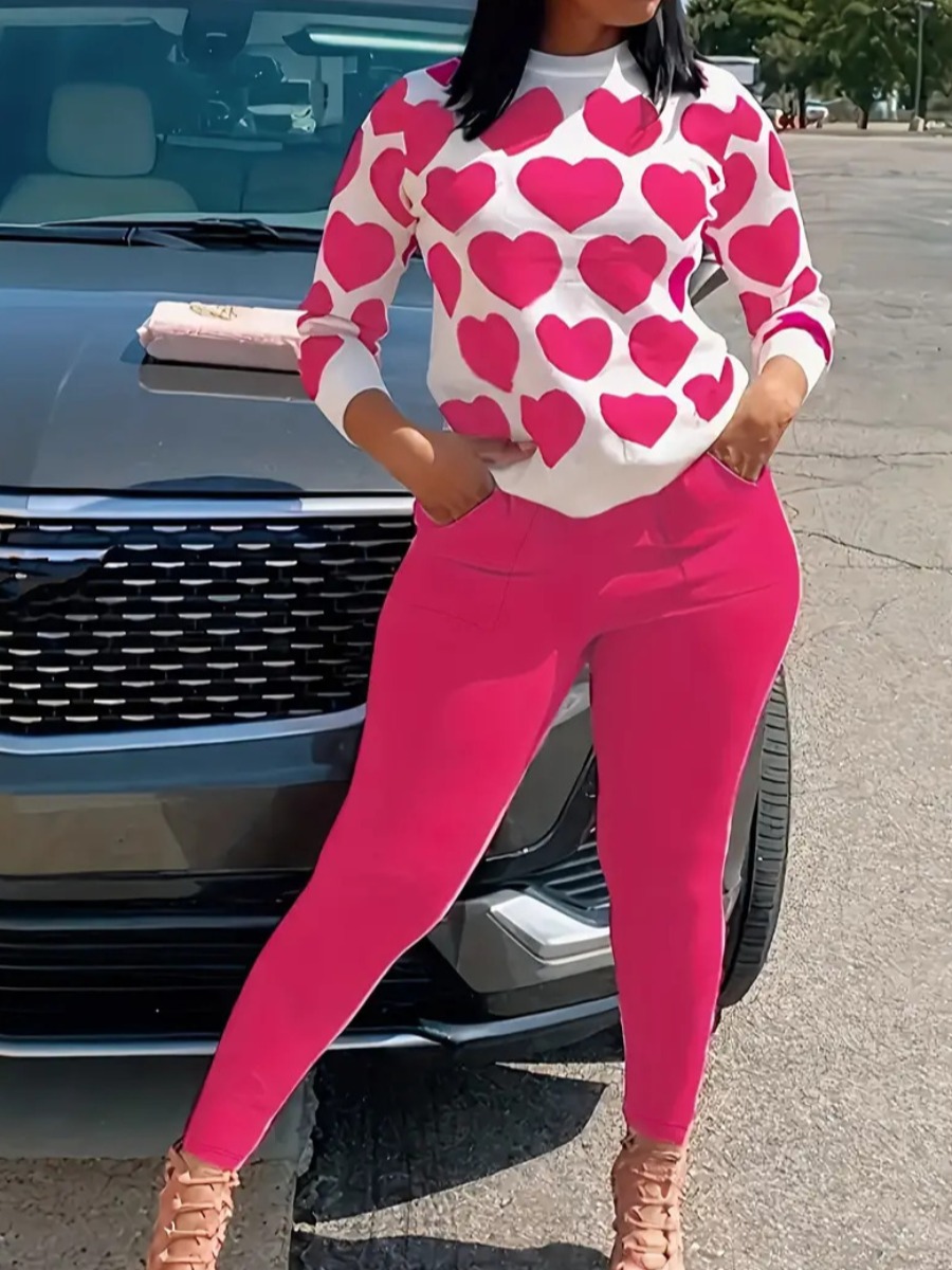 LW Pattern Heart Two-piece Pants Set