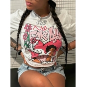 LW Pattern Cartoon Print T-shirt