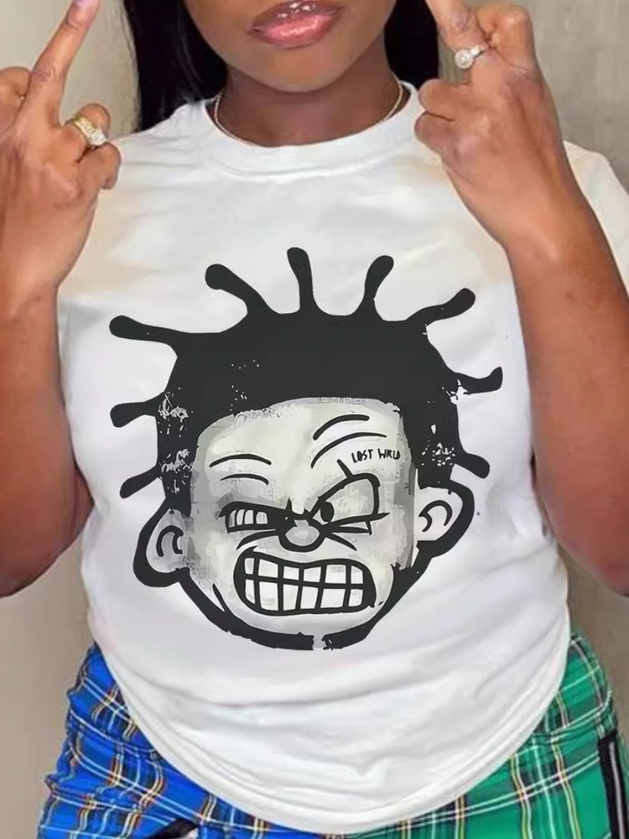 LW Plus Size Pattern Cartoon Print T-shirt