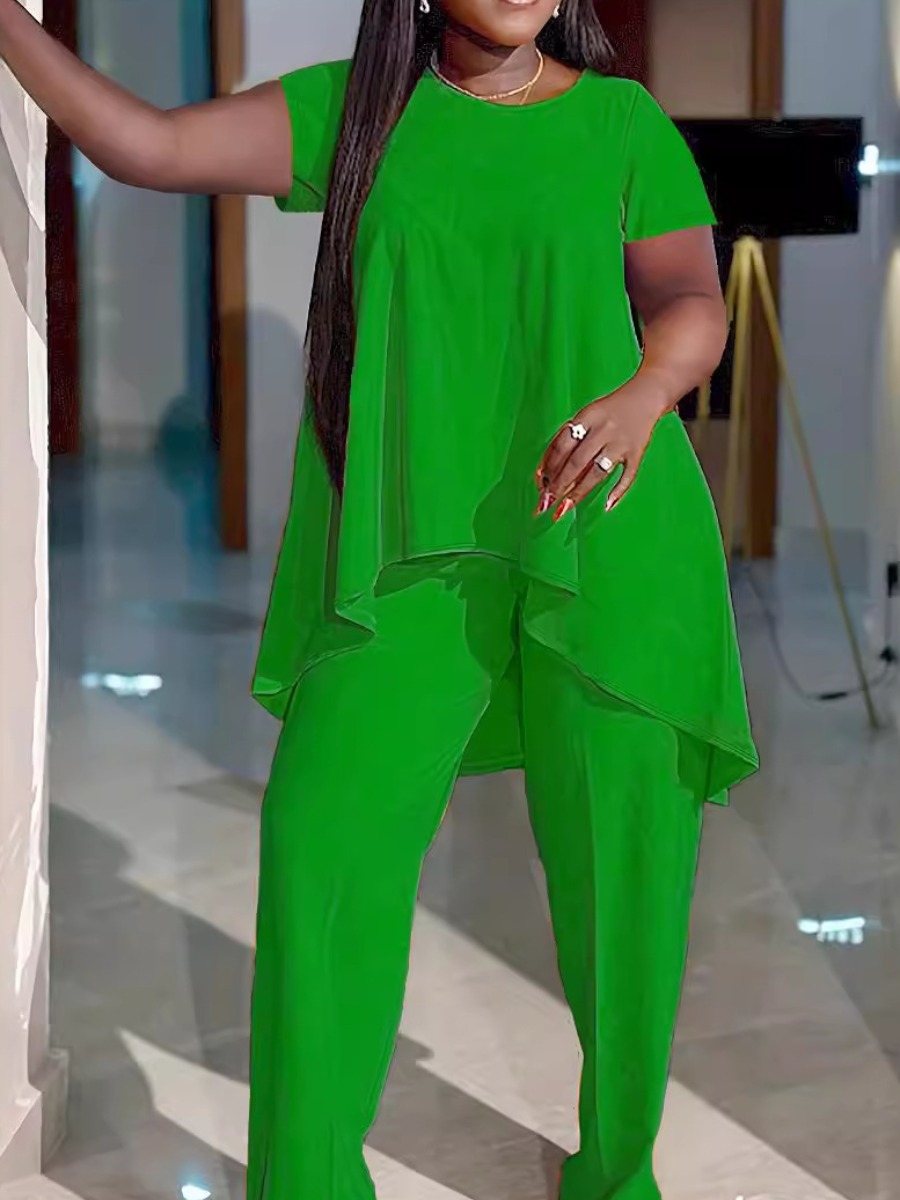 LW Plus Size Solid Color Two-piece Pants Set