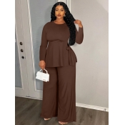 LW Plus Size Bandage Design Solid Color Two-piece 