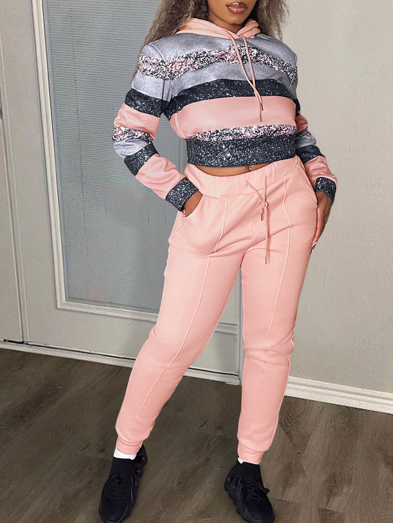 LW BASICS Color Contrast Two-piece Pants Set