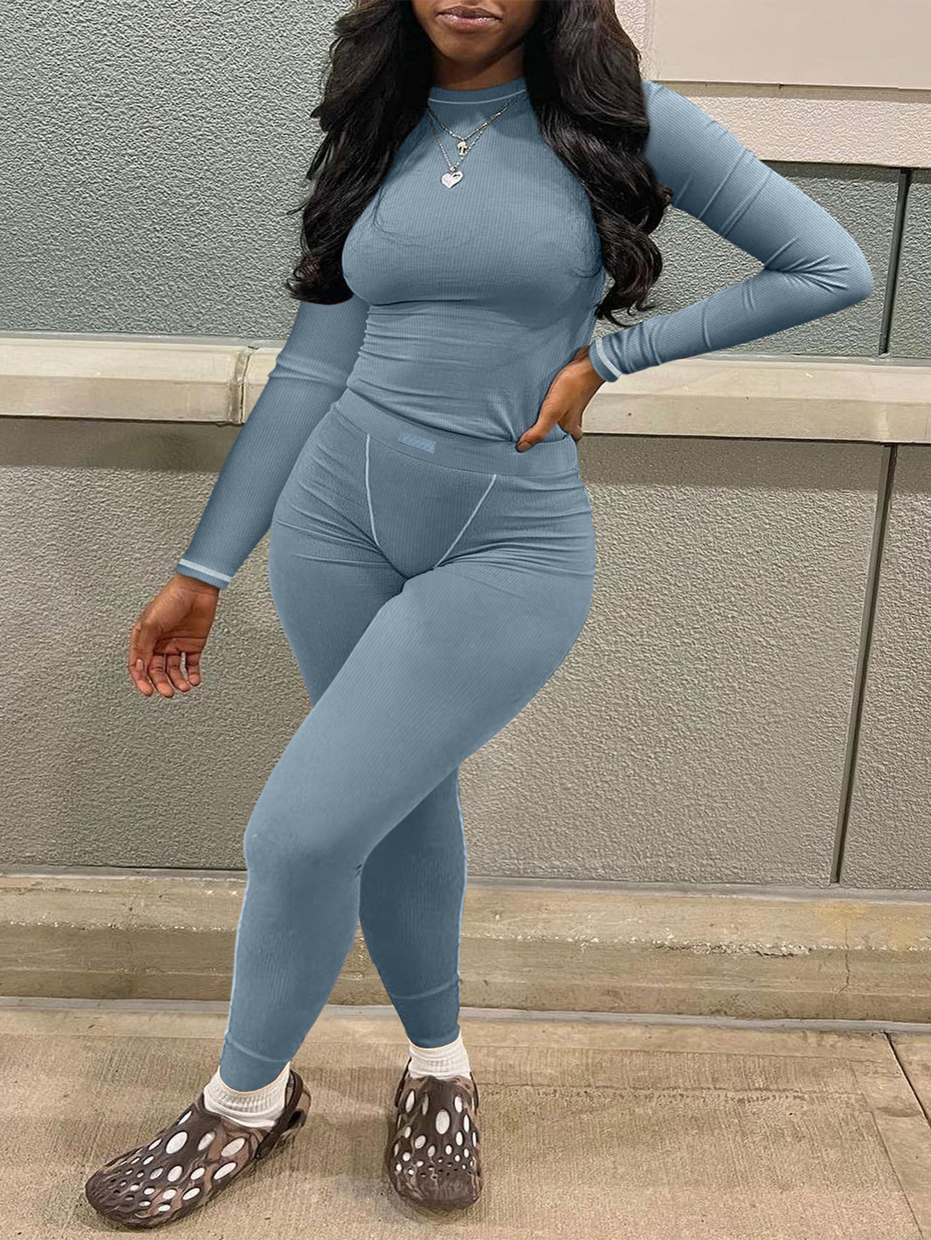 LW BASICS Plus Size Solid Color Two-piece Pants Set