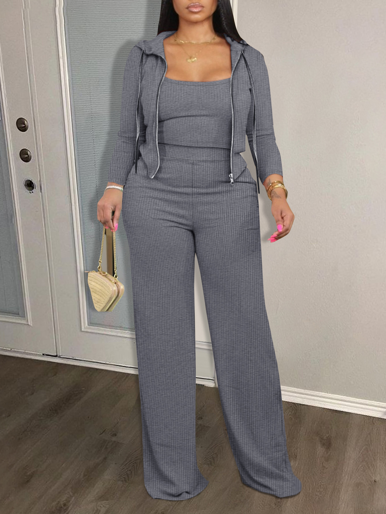 LW Plus Size Solid Color Two-piece Pants Set